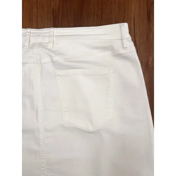 Tommy Bahama White Denim Skirt Raw Hem Stretch Casual Summer Size 14 - Picture 9 of 10